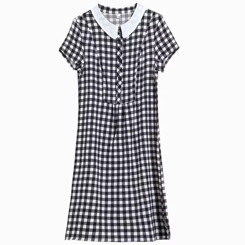 2024 new summer small plaid dress for women Korean version slimming and age-reducing mid-length fashionable skirt