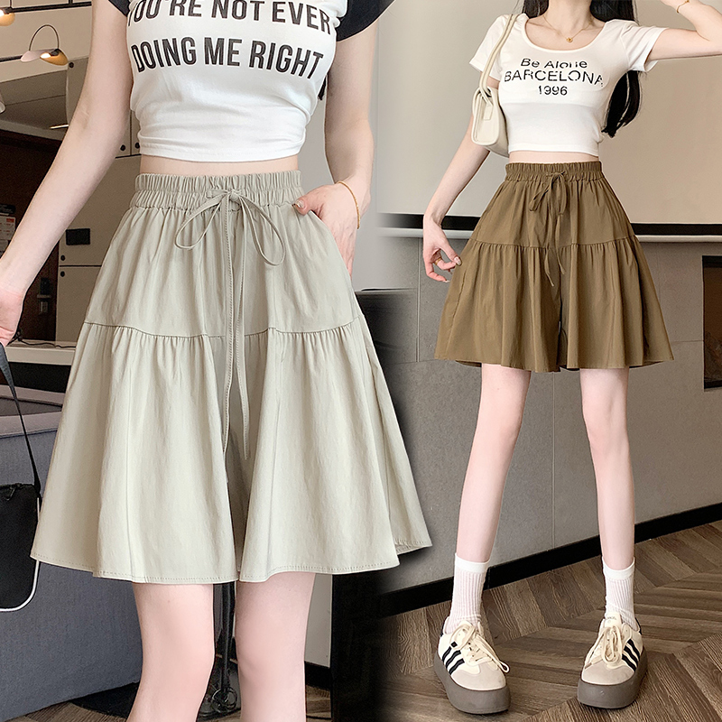 RY3942# 夏季时尚新款高腰显瘦五分裙裤棉麻冰丝阔腿裤裙