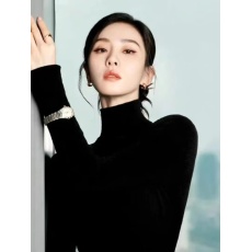 批发明星刘诗诗<b class='q'>同款</b>羊毛高级感黑色半高领针织打底女修身内搭毛衣春秋