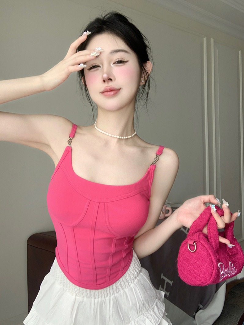 FA29801# 鱼骨吊带背心女内搭打底短款无袖辣妹上衣