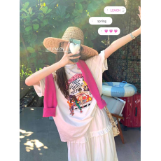 批发仿棉牛奶丝# 春夏季<b class='q'>个性</b>短袖<b class='q'>t</b><b class='q'>恤</b>甜妹韩版设计感新款百搭上衣