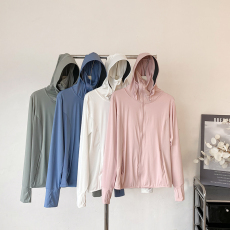 批发实拍大码男女同款冰感降温防晒衣可拆卸黑胶帽檐薄透气防勾速干衣