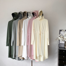 批发实拍大码<b class='q'>长款</b>轻薄冰感<b class='q'>防晒衣</b>高质量带抽绳不规则防晒裙防护速干衣