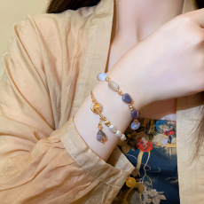 批发法式复古双层叠戴珍珠手链女高级设计感仿天然石串珠手串网红手饰