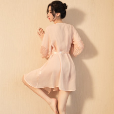 批发性感睡衣女薄夏雪纺<b class='q'>情趣内衣</b>透视开衫内衣挑逗<b class='q'>大码</b>浴袍两件套