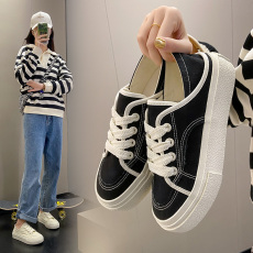 批发帆布鞋女2024夏季新款学生韩版ins百搭厚底板鞋俩穿<b class='q'>休闲</b>鞋子板鞋