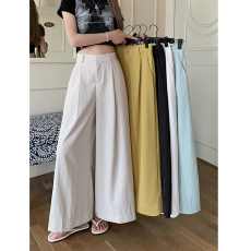 批发实拍！2026夏季新款纯色松紧腰休闲裤女宽松九分阔腿裤