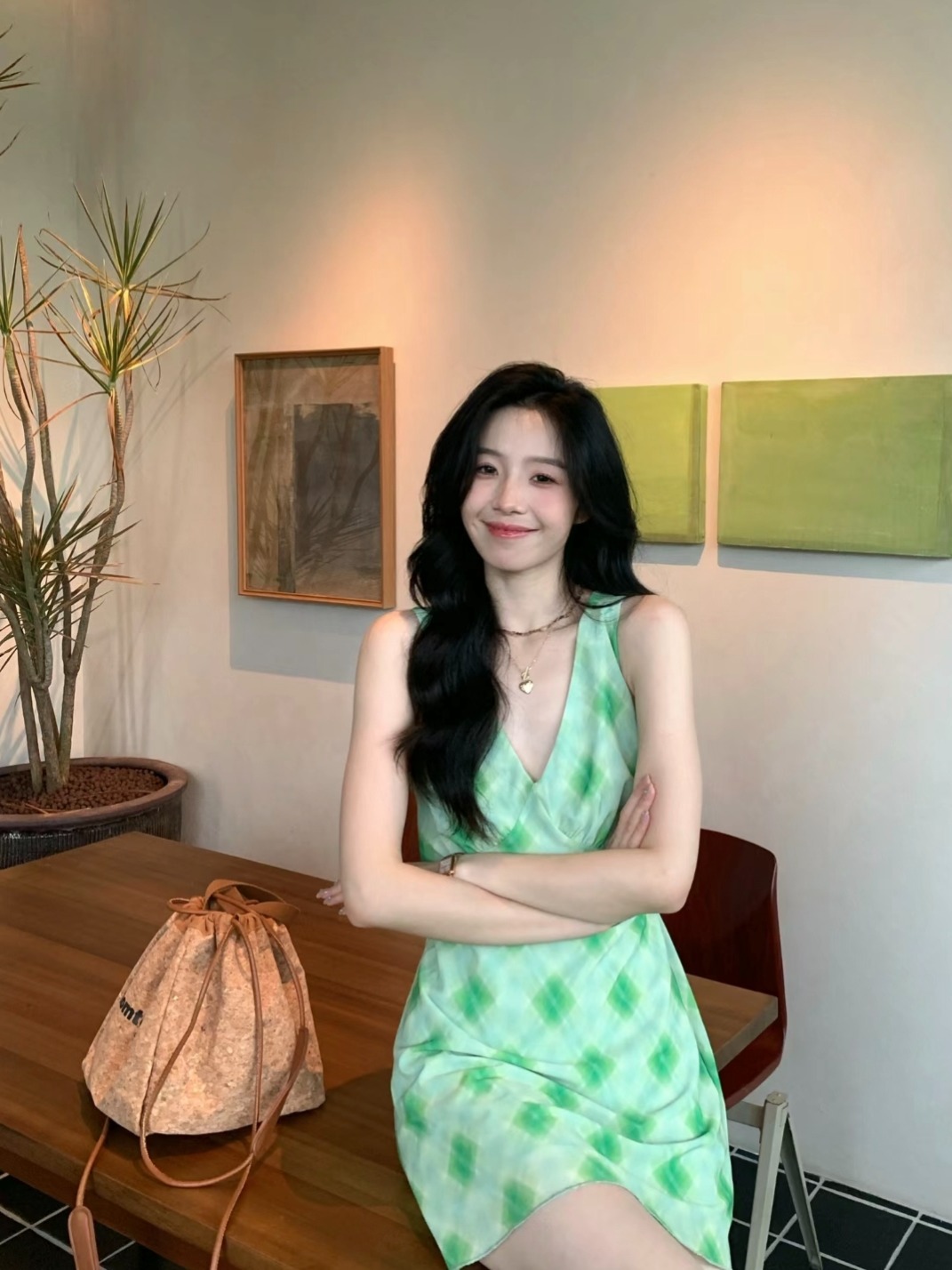 실사 정가 박하 남자 웨이브 체크무늬 슬립 한 마디 드레스 고급 센스 핫걸 허리 수축 슬림해 보이는 미니 스커트