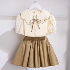 批发<b class='q'>女</b><b class='q'>童</b>夏季<b class='q'>套装</b>裙2026新款洋气时髦女孩短袖衬衫短裙中大童夏款<b class='q'>童装</b>