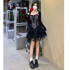 批发实拍~大码2026夏季微胖mm<b class='q'>蕾丝</b>拼接纯欲风吊带裙子套装辣妹背心