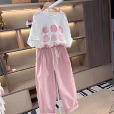 批发女童<b class='q'>套装</b>2026夏新款圆领短袖新款儿童中大童装水果<b class='q'>休闲</b>运动两件套