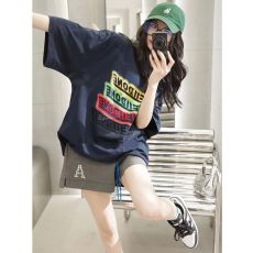 批发291#美式<b class='q'>夏季</b><b class='q'>运动服</b>套装女跑步服宽松时尚学生短袖短裤休闲两件套