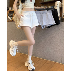 批发 实价-实拍 夏季新款宽松休闲抽绳显瘦阔腿百搭三分短裤女