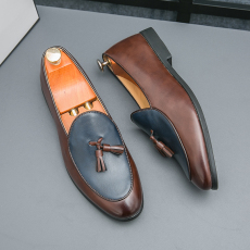 批发男士休闲皮鞋跨境<b class='q'>大码</b>流苏乐福鞋拼色款货号