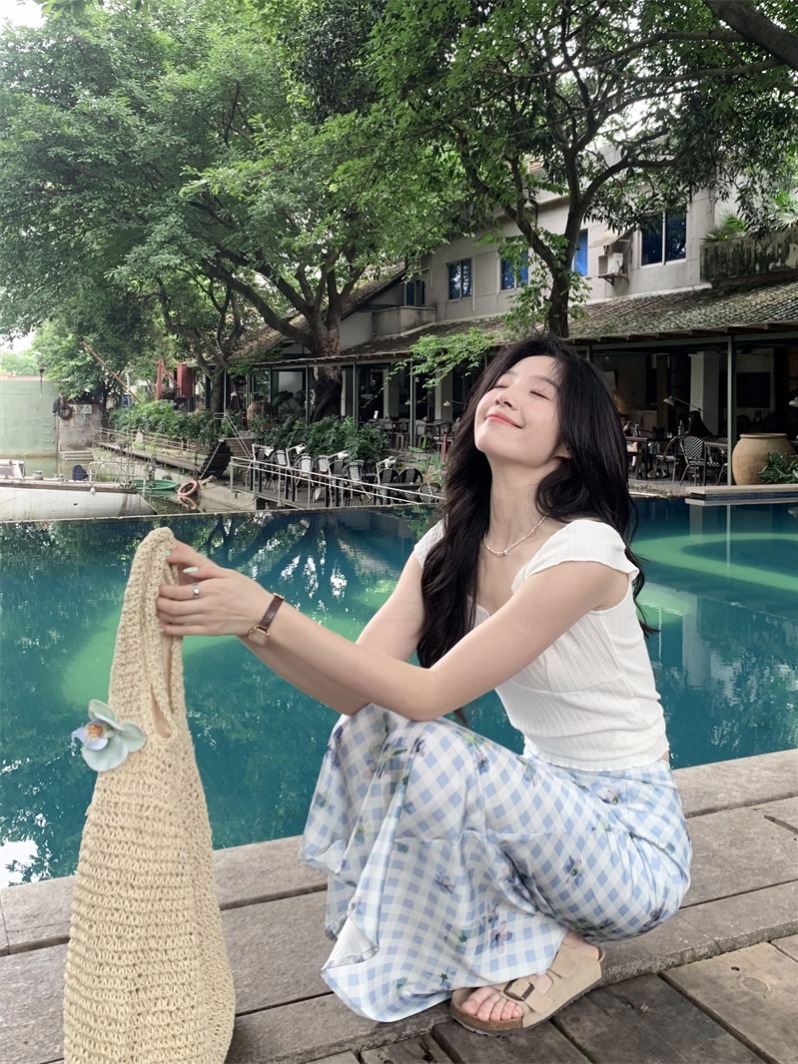 실사 정가 디자인 센스 나비 매듭 패치워크 레이스 레이스 슬림해 보이는 맨위 하이웨이스트 슬림해 보이는 꽃무늬 반신 스커트