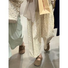 批发小个子碎花萝卜九分裤女夏季新款大码胖mm高腰宽松阔腿日系