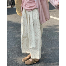 批发小个子碎花萝卜<b class='q'>九分</b>裤女夏季新款大码胖mm高腰宽松阔腿日系