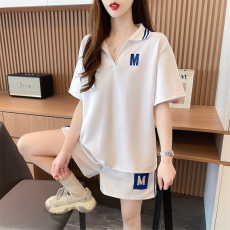 批发实拍抖音质量实价/后包领/纯棉/宽松洋气撞色运动服两件套