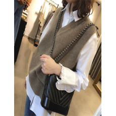 批发毛衣马甲女背心搭配衬衫外穿潮2026秋冬短款v领<b class='q'>宽松</b>无袖薄款针织