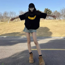 批发【220克纯棉精梳紧密赛络纺】新款夏季纯棉短袖T恤女宽松美式上衣