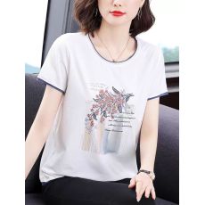 批发白色短袖女宽松<b class='q'>夏</b>装纯棉半袖t恤40岁中年妇女大码妈妈装上衣小衫