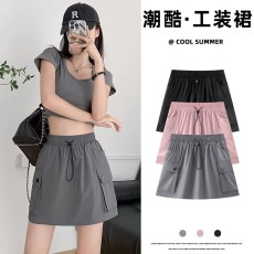 批发原版做法美式灰色工装短裙女a字裙小个子运动裙裤包臀半身裙