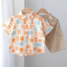 批发<b class='q'>男童</b>时尚印花<b class='q'>短袖</b><b class='q'>衬衫</b>中小童宝宝韩版薄款<b class='q'>衬衣</b>小男孩夏季衣服洋气