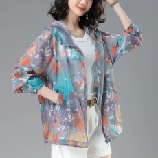 批发中年妈妈防晒衣女2026新款夏季时尚休闲轻薄印花连帽户外洋气外套