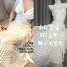 批发GABBY 美上天花板 春夏新款重磅醋酸白色超仙蕾丝百褶<b class='q'>连衣裙</b>