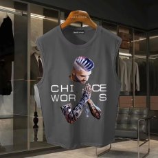 批发220克夏季背心无袖男纯色T恤宽松运动坎肩外穿跑步透气训练服