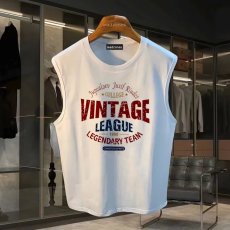 批发220克夏季背心无袖男纯色T恤宽松运动坎肩外穿跑步透气训练服