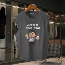 批发220克夏季背心无袖男纯色T恤宽松运动坎肩外穿跑步透气训练服