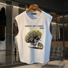 批发220克夏季背心无袖男纯色T恤宽松运动坎肩外穿跑步透气训练服