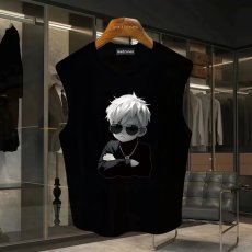 批发220克夏季背心无袖男纯色T恤宽松运动坎肩外穿跑步透气训练服