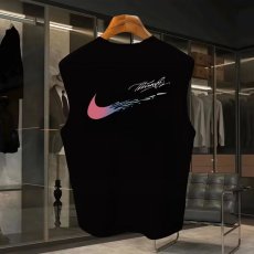 批发220克夏季背心无袖男纯色T恤宽松运动坎肩外穿跑步透气训练服