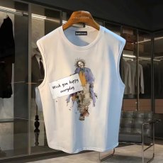 批发220克夏季背心无袖男纯色T恤宽松运动坎肩外穿跑步透气训练服