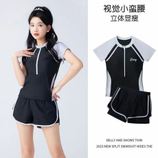 批发泳衣女款2024新款夏保守分体女孩泳装遮肉显瘦大码微胖游泳两件套