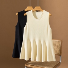 批发曲珠 大码女装胖MM百褶遮肚子波浪摆修身显瘦百搭针织衫上衣女