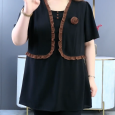 批发官图原版品质<b class='q'>大码</b>女装大时尚洋气小衫花朵装饰夏季遮肚子上衣