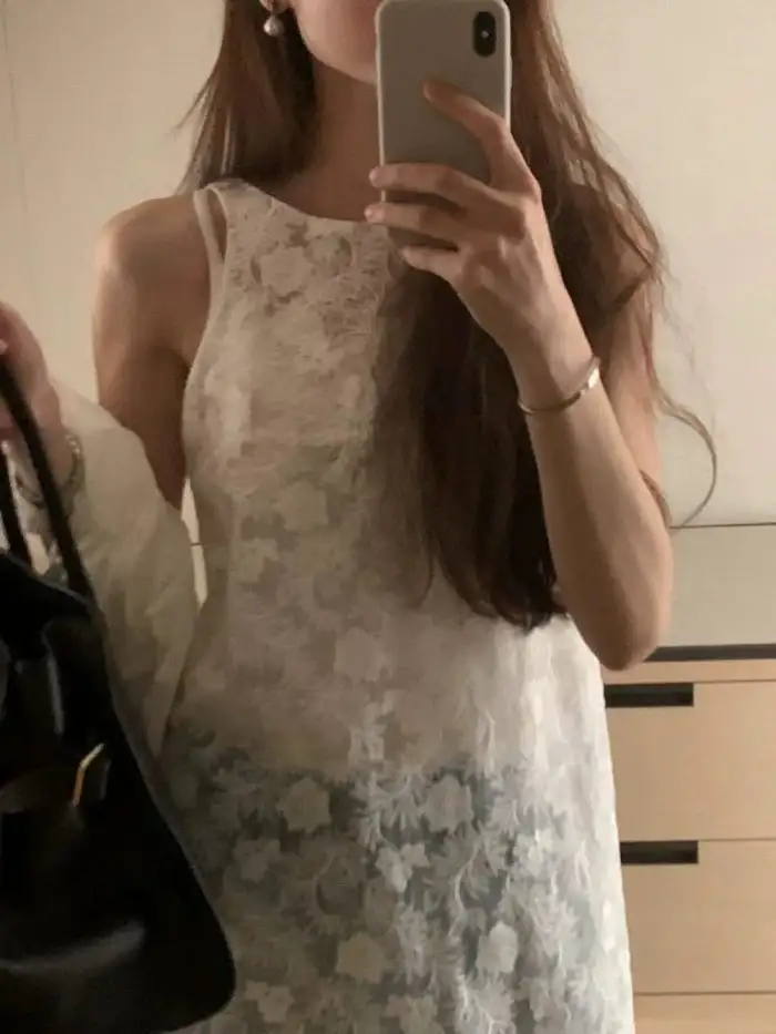 여름용 레이스 겹치기 원피스 상세 이미지 3