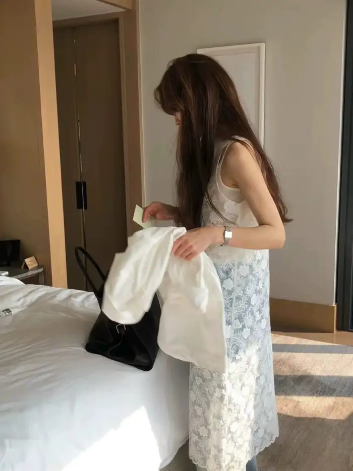 여름용 레이스 겹치기 원피스 상세 이미지 9