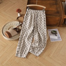 批发2026<b class='q'>夏</b>季新款波点汉麻阔腿裤女<b class='q'>夏</b>文艺复古点点裤宽松裤