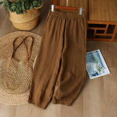 批发2026夏季新款宽松个性洋气直筒裤文艺复古显瘦麻裤夏