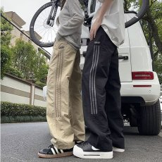 批发2024卡其色条纹裤子男夏季薄款尼龙速干工装裤直筒运动休闲长裤