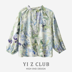 批发法式复古内搭印花衬衫2026新款夏款洋气减龄<b class='q'>宽松</b>版上衣女<b class='q'>宽松</b>