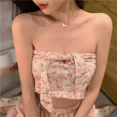 批发碎花抹胸小衫性感夏季外穿无袖短款露脐上衣女裹胸学生