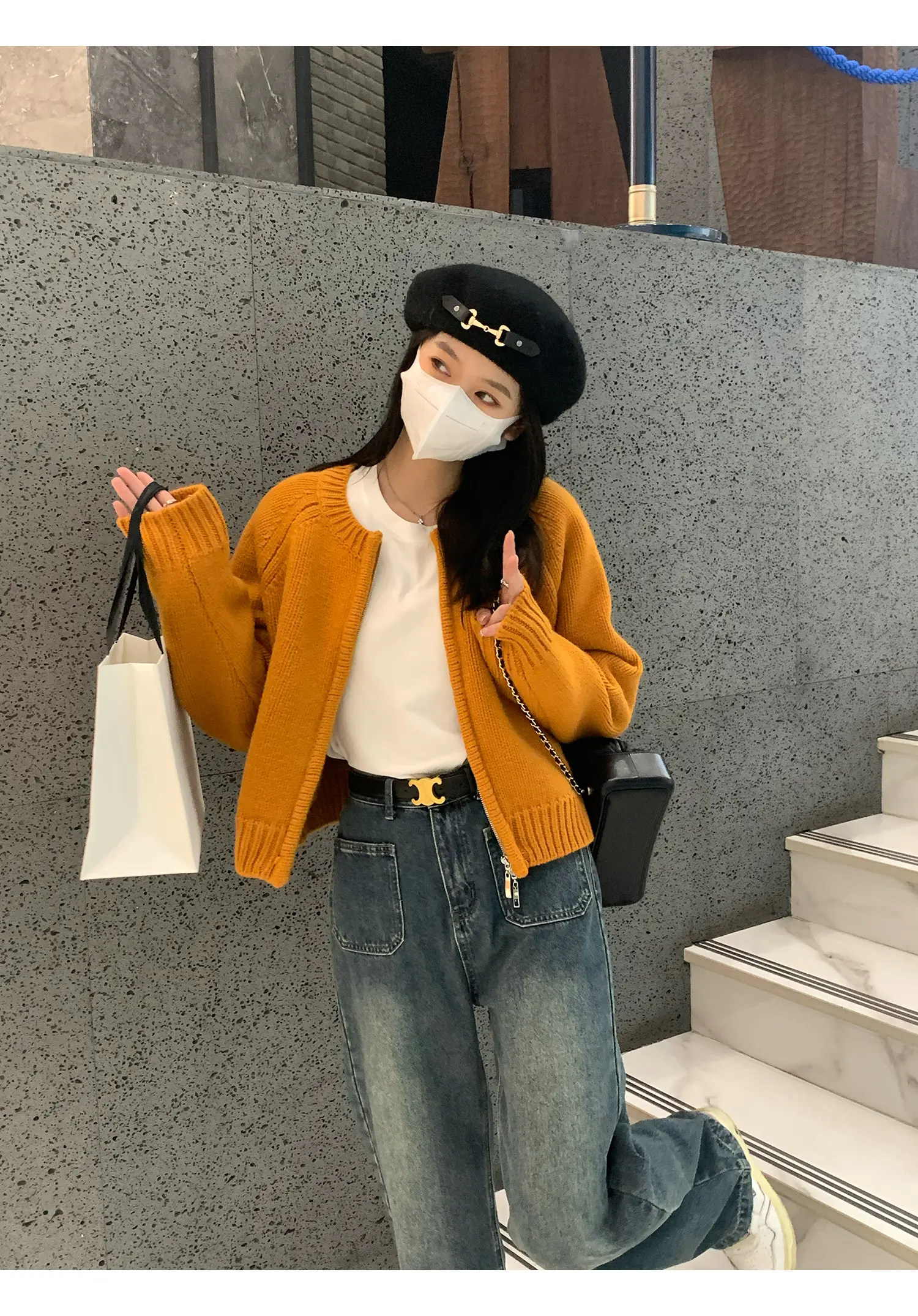 한국인기 울 지퍼 가디건 상세 이미지 9