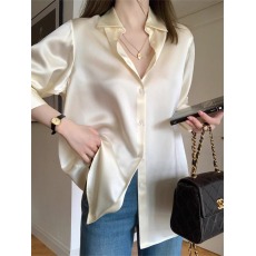 批发高级感衬衫女2026<b class='q'>夏</b>季新款韩版休闲香槟色上衣宽松防晒衬衣