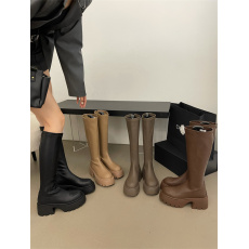 批发厚底小个子瘦瘦长筒骑士靴<b class='q'>女鞋</b>2024新款秋冬季加绒黑色中筒长靴子