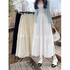 批发实拍实价~2025新款法式复古松紧腰纯棉刺绣长<b class='q'>裙</b><b class='q'>镂空</b><b class='q'>半身裙</b>A<b class='q'>字</b><b class='q'>裙</b>女